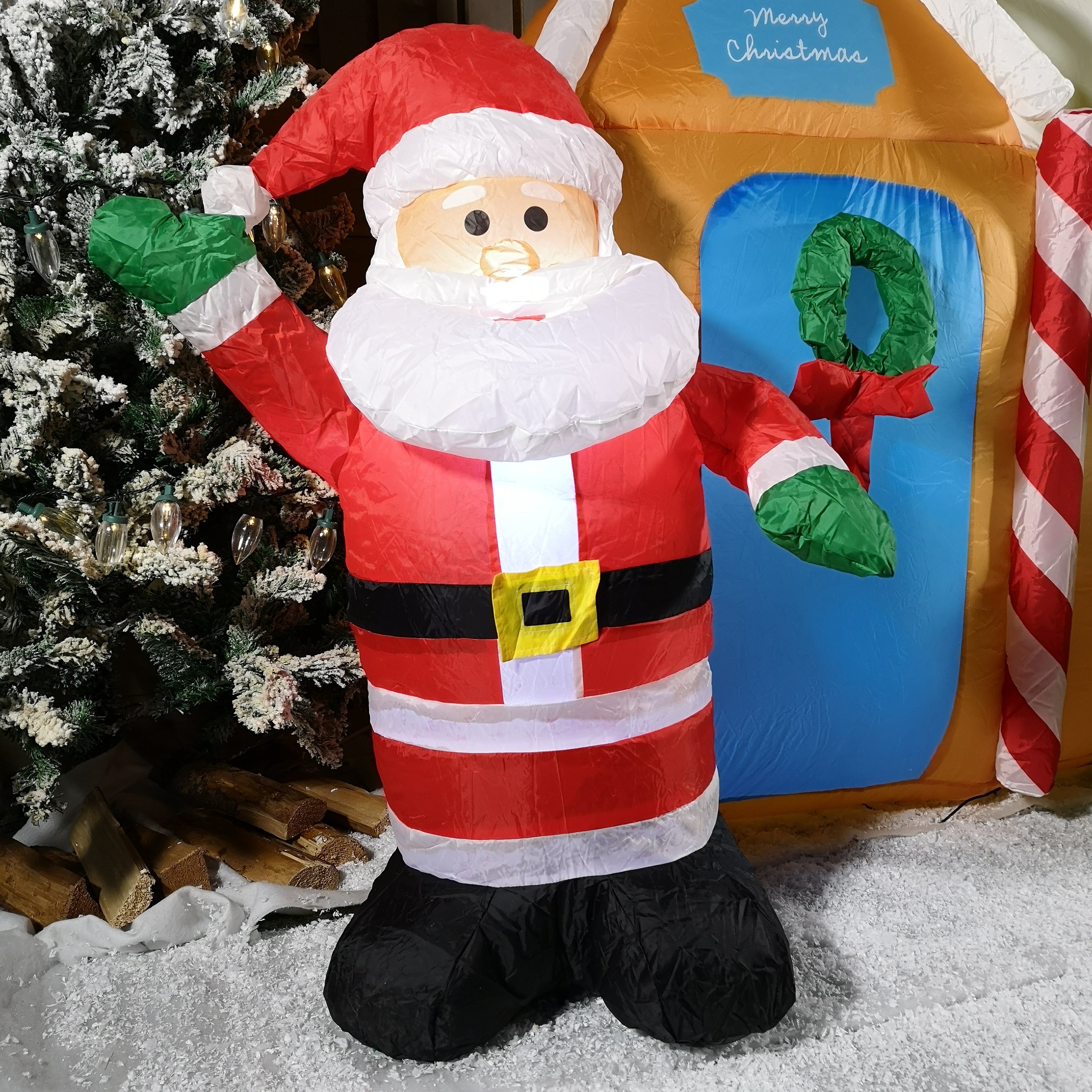 185x195cm Large Inflatable LED Santa Grotto Blow Up Xmas Outdoor Decoration