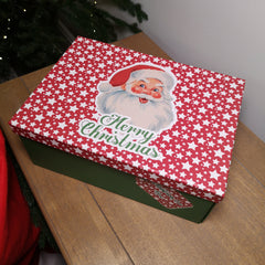 H13 x 33cm x 23cm Flat Pack Sturdy Cardboard Merry Christmas Eve Box with Santa Design