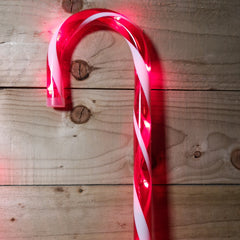 Set of 3 1m Lit Outdoor Red & White Multi Function Christmas Candy Cane Stake Lights in Red