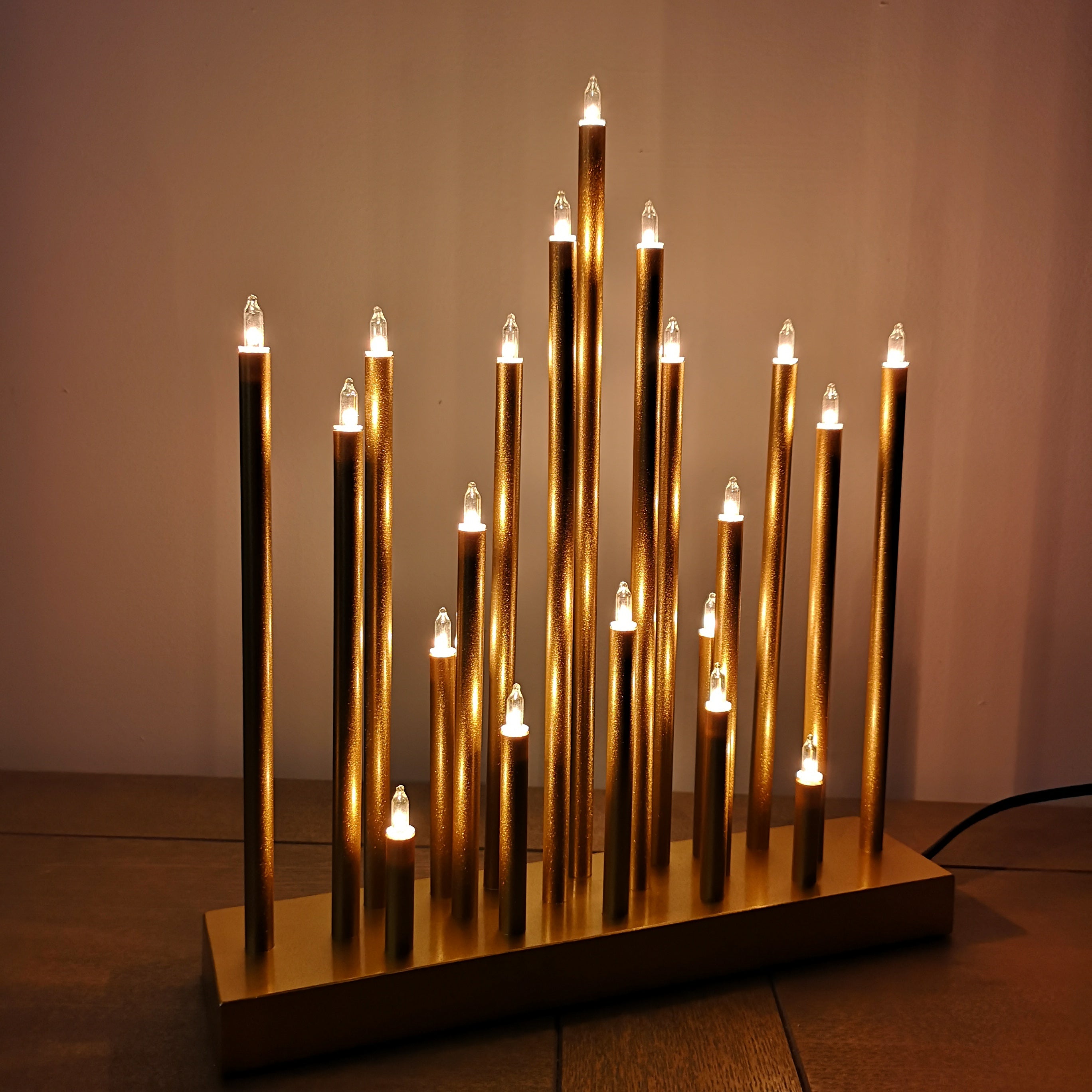 33cm Premier Christmas Candle Bridge Star Shaped with 20 LEDs In Gold Mains Power