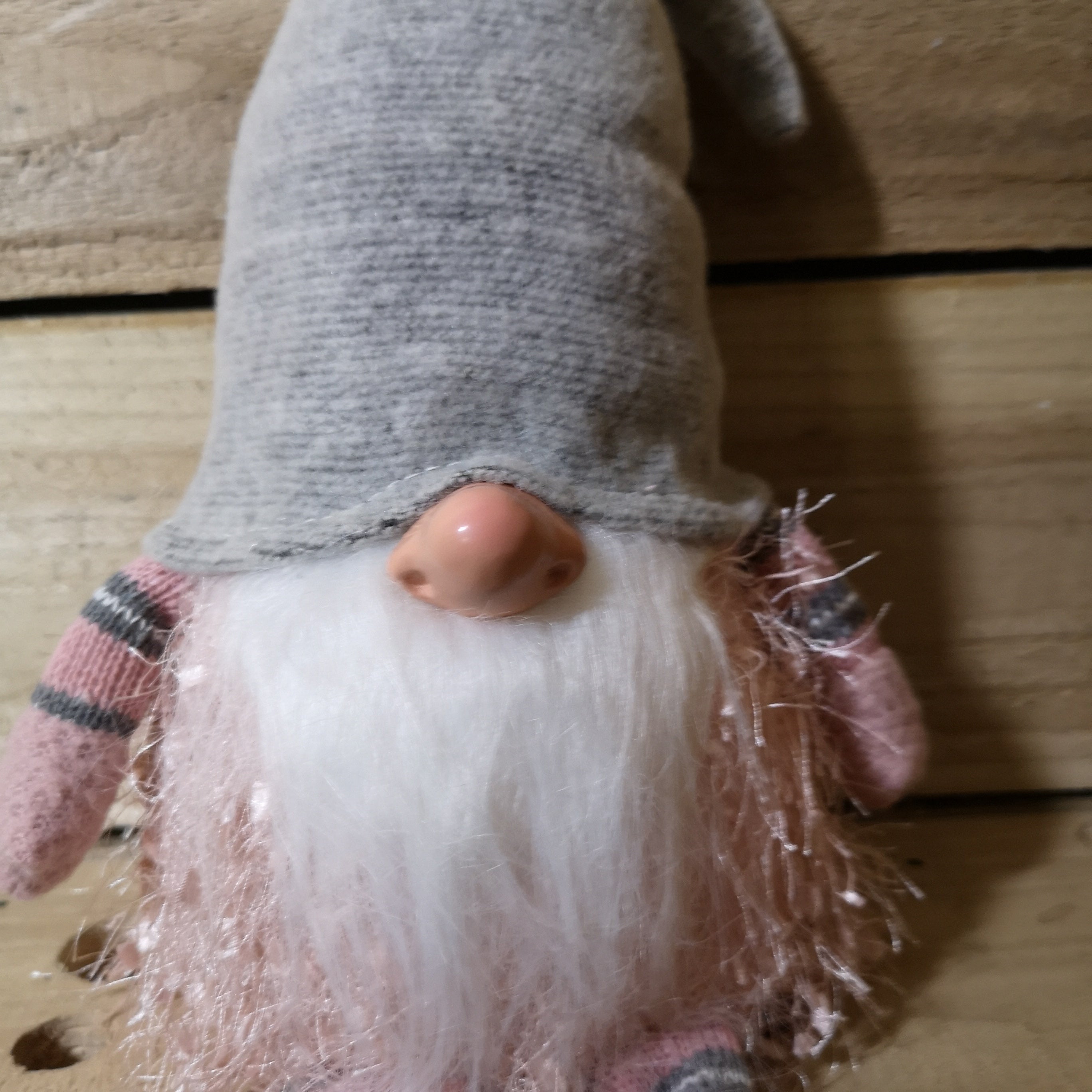 50cm Premier Christmas Sitting Male Light Up LED Gonk with Dangly Legs in Grey Hat
