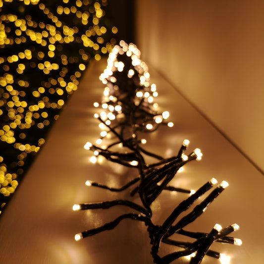 1152 LED 6.7m Premier Compact Cluster Brights Indoor Outdoor Christmas Multi Function Mains Operated Lights in Vintage Gold
