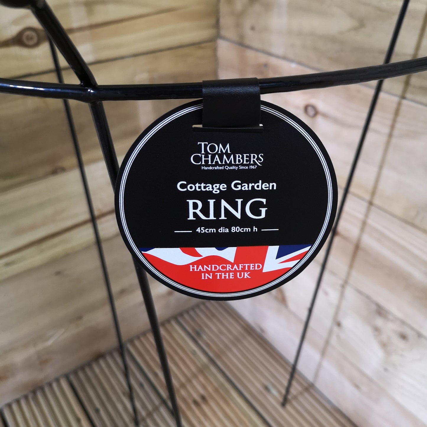 Tom Chambers Cottage Heavy Duty Black Metal Steel Herbaceous Garden Plant Support Ring Large 80cm x 45cm