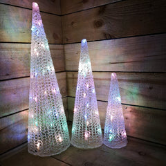 Snowtime Set of 3 Pastel Coloured Christmas Static LED Pyramids