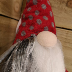 54cm Festive Christmas Haired Gonk with Dangly Legs in Polka Dot Hat