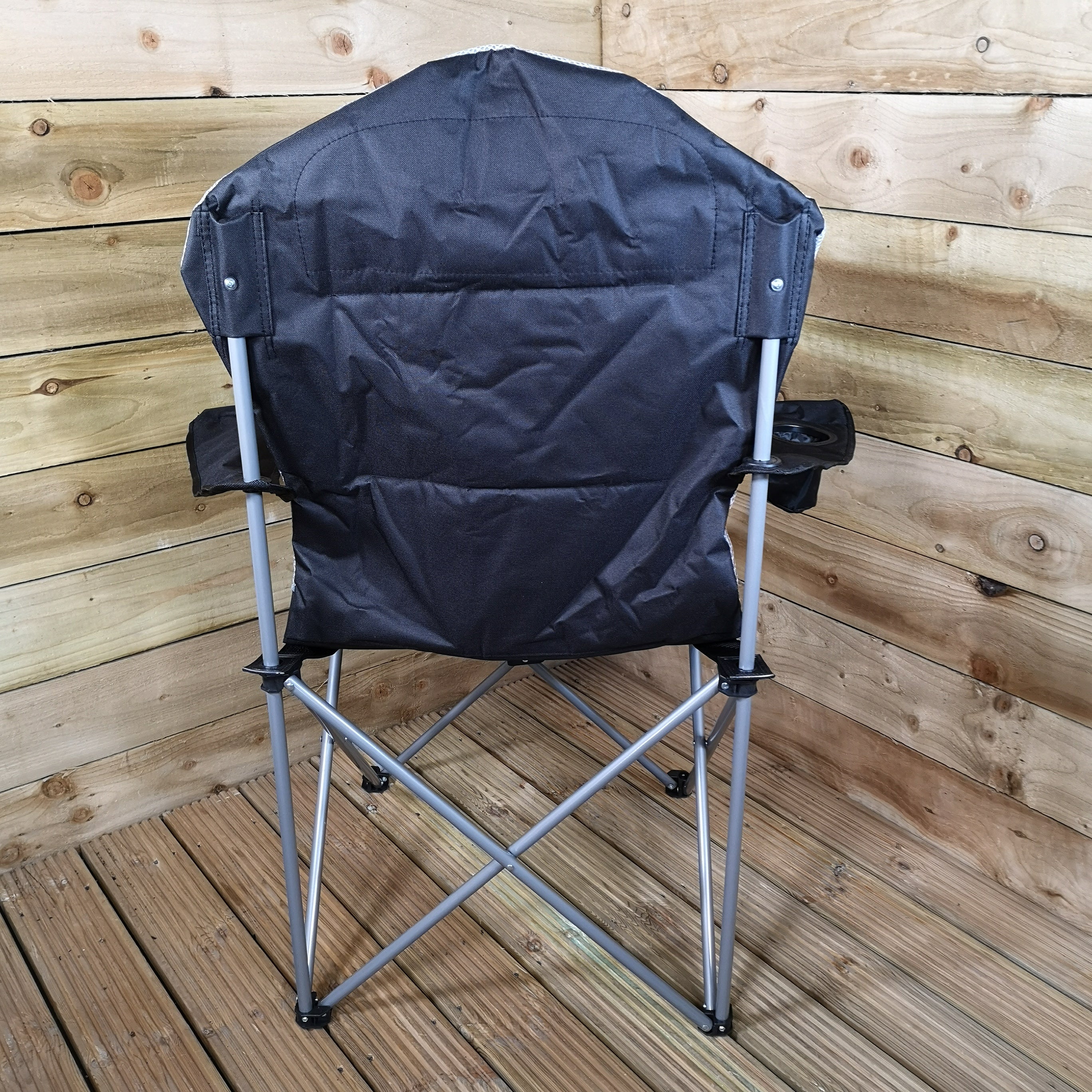 Luxury Padded High Back Folding Outdoor / Camping / Fishing Chair in Black
