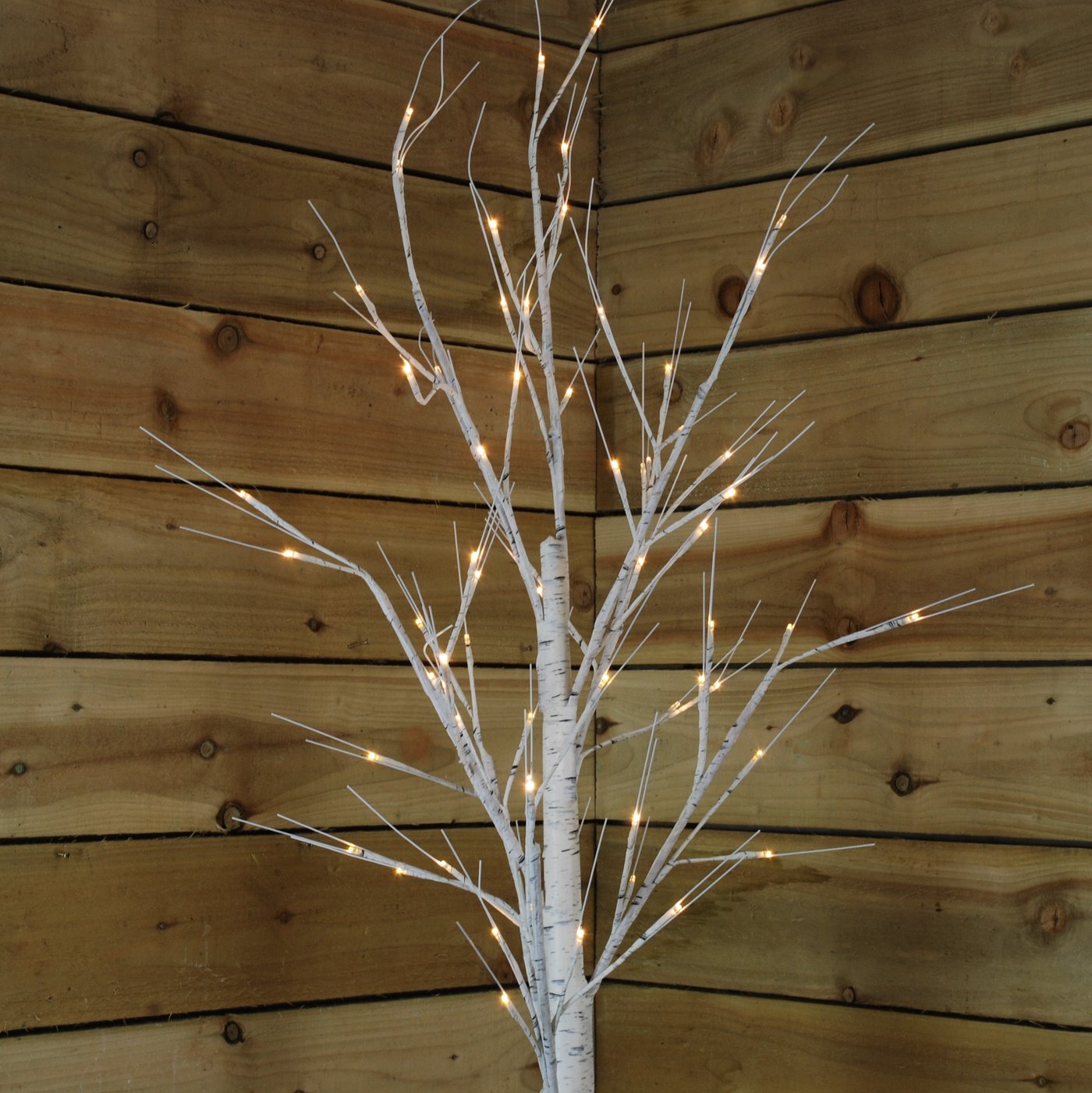 2.4m (8ft) Indoor Outdoor Christmas Lit Birch Tree with 136 Warm White LEDs