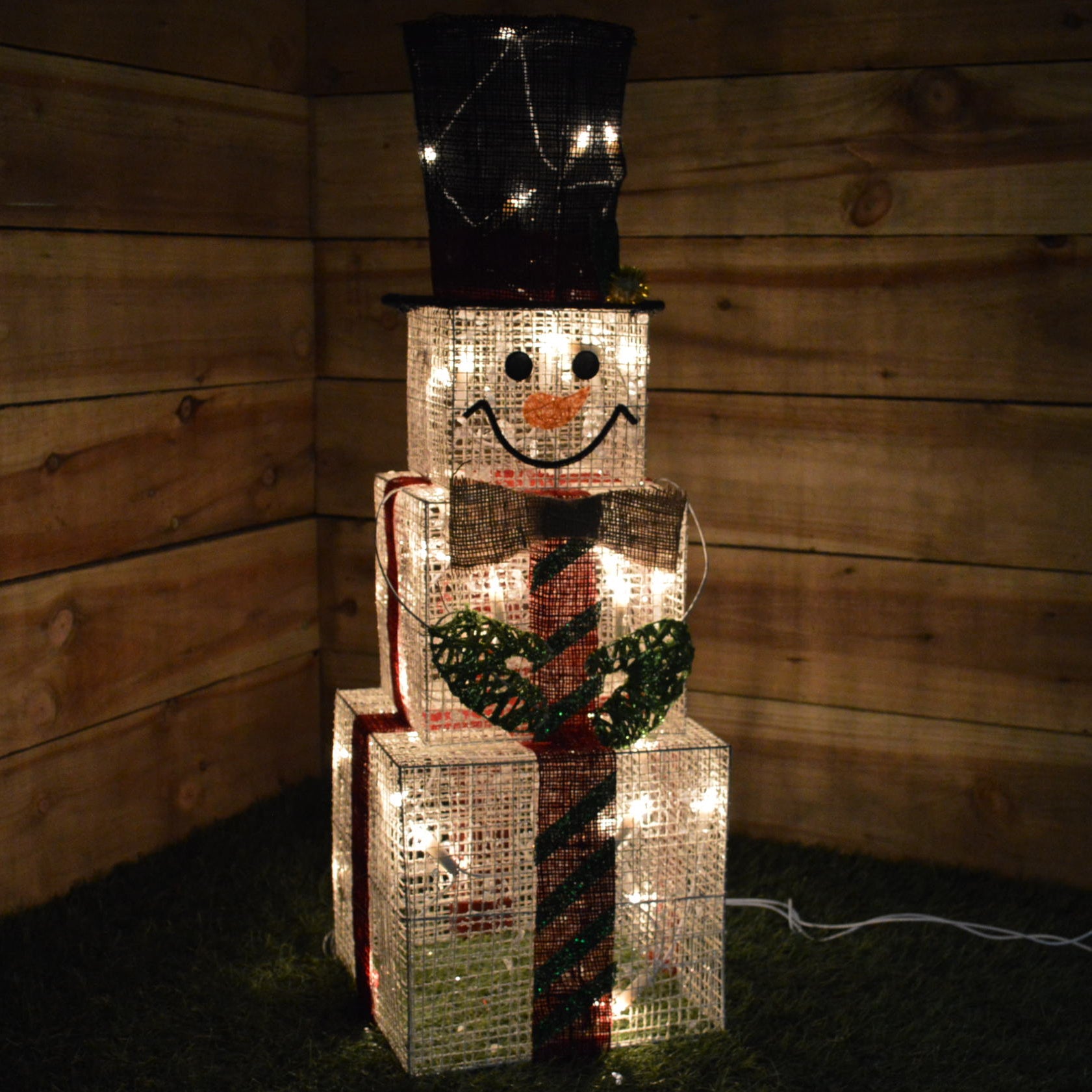 75cm Battery Operated Lit Snowman Christmas Decoration with Warm White LEDs