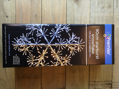 Premier 90cm Gold Starburst Snowflake Wall Window Decoration With 660 Warm White LEDs