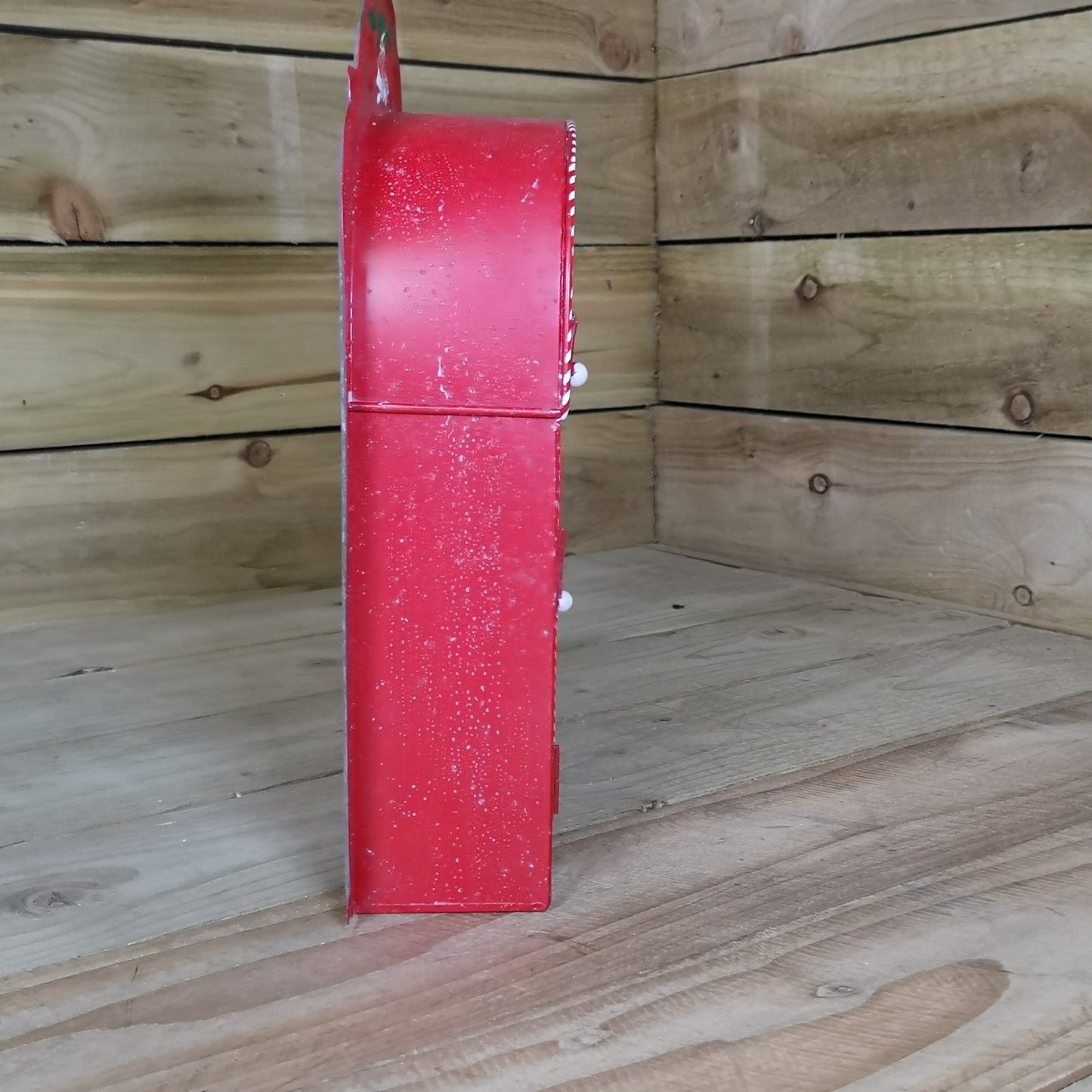 39cm Red with White Detail Christmas Santa Metal Post Box