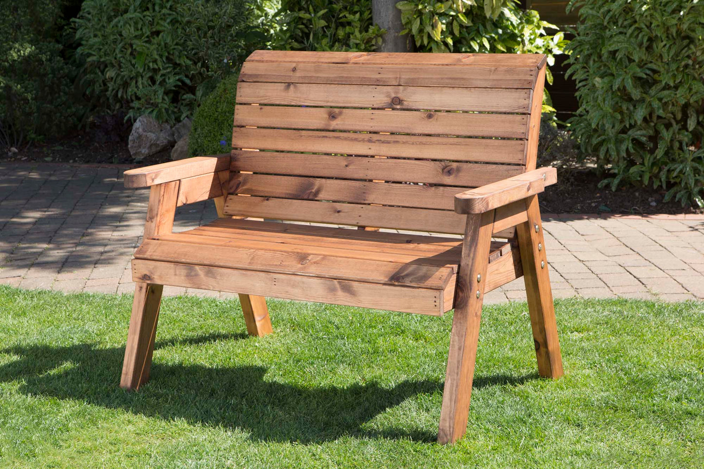 Charles Taylor Hand Made Traditional 2 Seater Chunky Rustic Wooden Garden Bench Furniture
