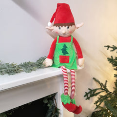80cm Plush Sitting Male Christmas Elf with Dangly Legs