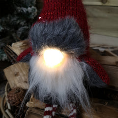 72cm Lit Plush Christmas Gonk with Dangly Legs & Aviator Hat in Red & Grey