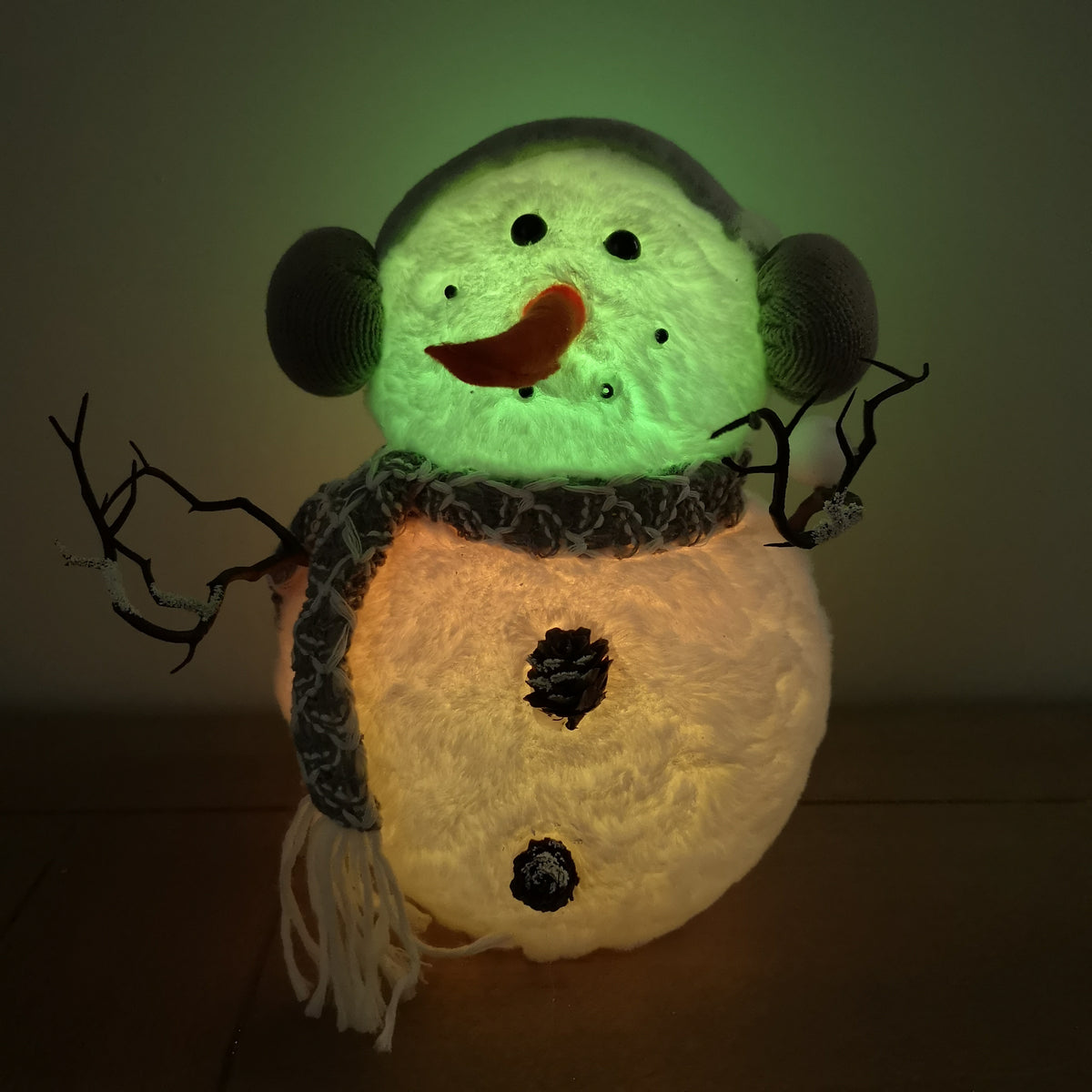 26cm Battery Operated LED Lit Colour Changing Snowman Christmas Decoration