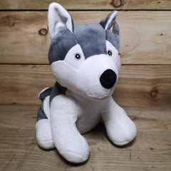 23cm Festive Plush Weighted Husky Christmas Door Stop in Grey and White