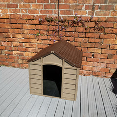 Plastic Dog Kennel / House in Brown – 71cm x 71cm x 68cm
