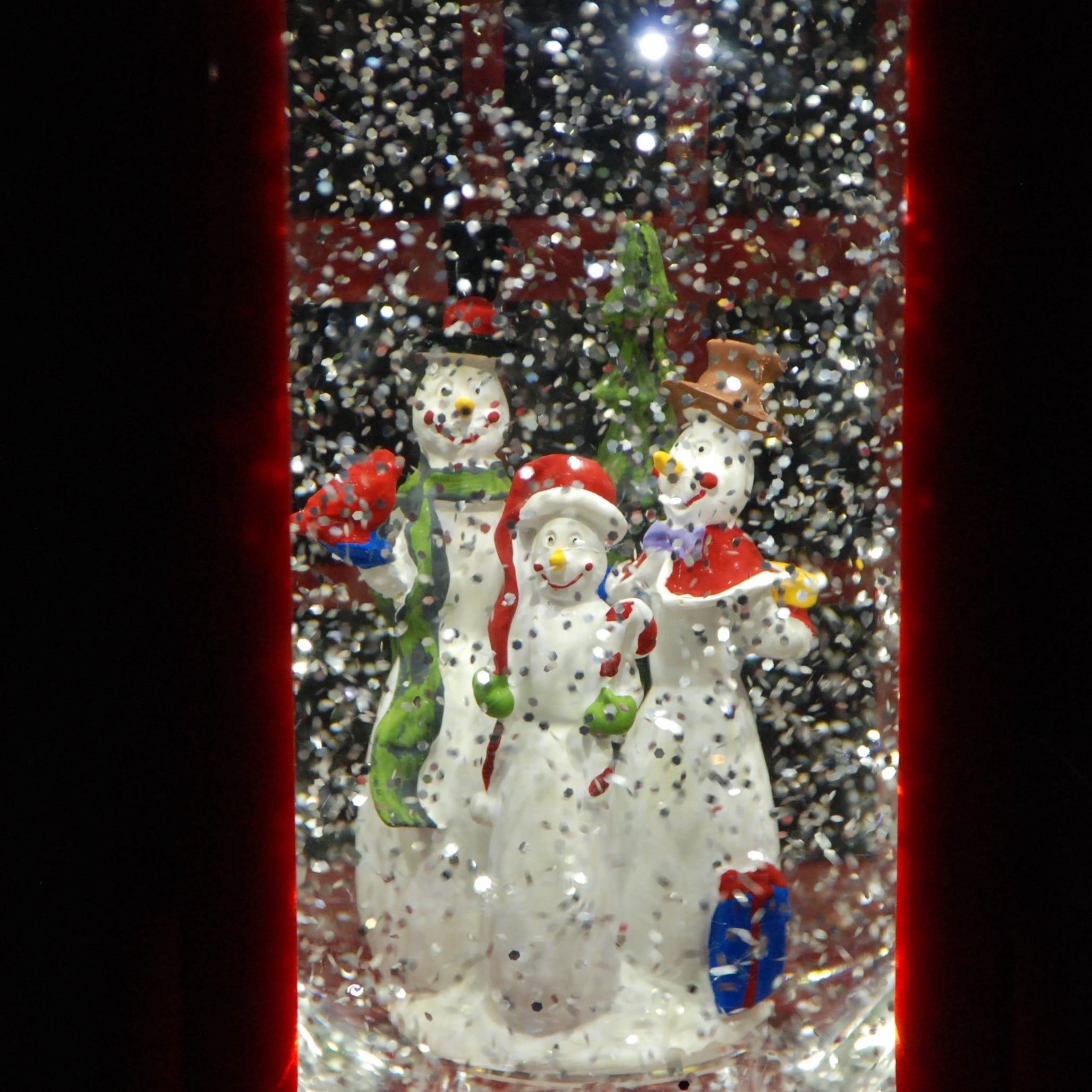 Water Christmas Phone Box Trio Snowmen 27cm High LED