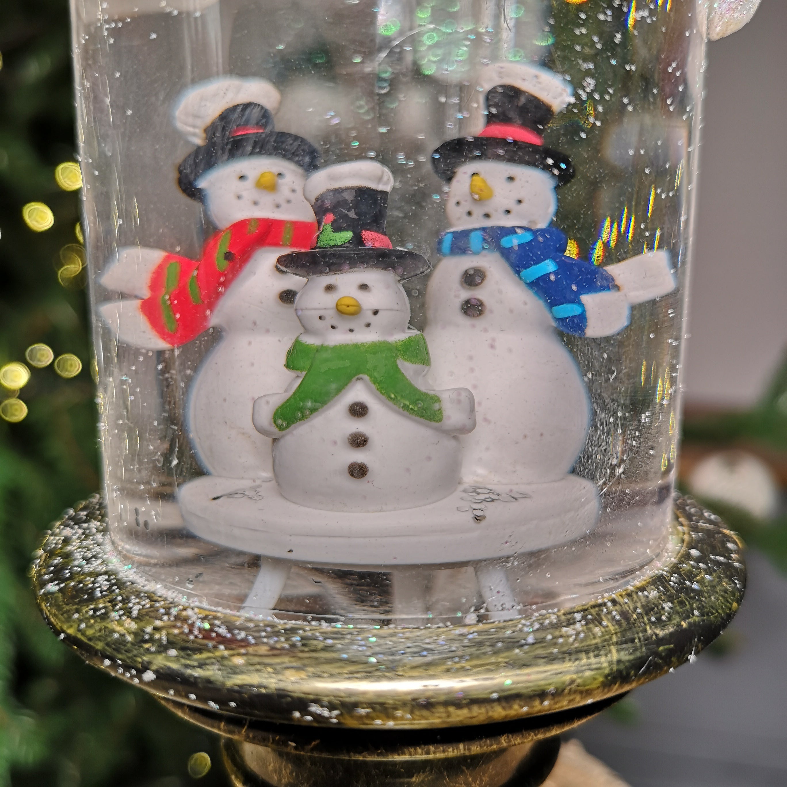 25cm Snowtime Indoor Battery Operated LED Water Candle Stick Spinner with Snowman Scene