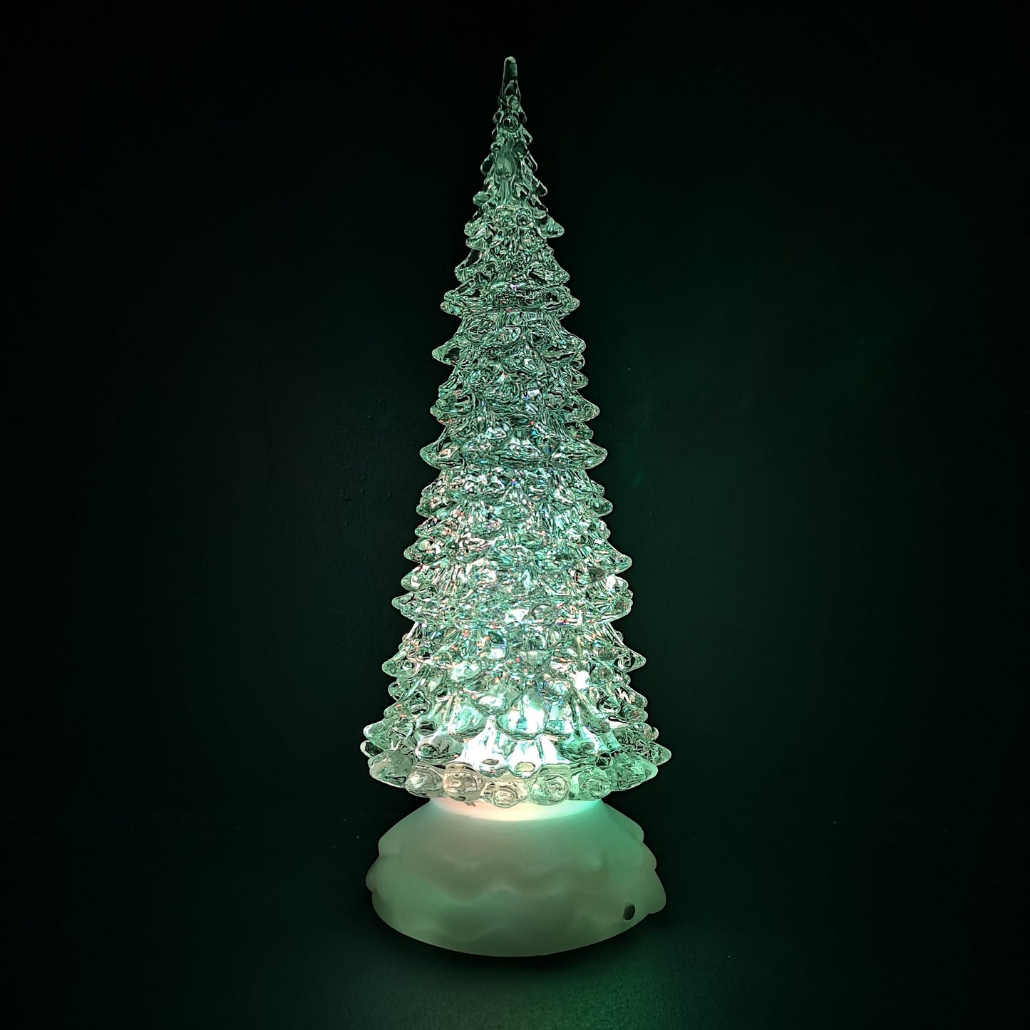 27cm Snowtime Christmas Water Spinner Colour Changing Glitter Christmas Tree  Dual Powered