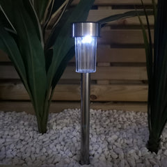 36cm 10 White LED Stainless Steel Solar Garden Path Lights