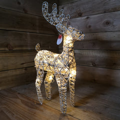 50cm Gold Wicker LED Illuminated Christmas Reindeer Figures Indoor Decoration