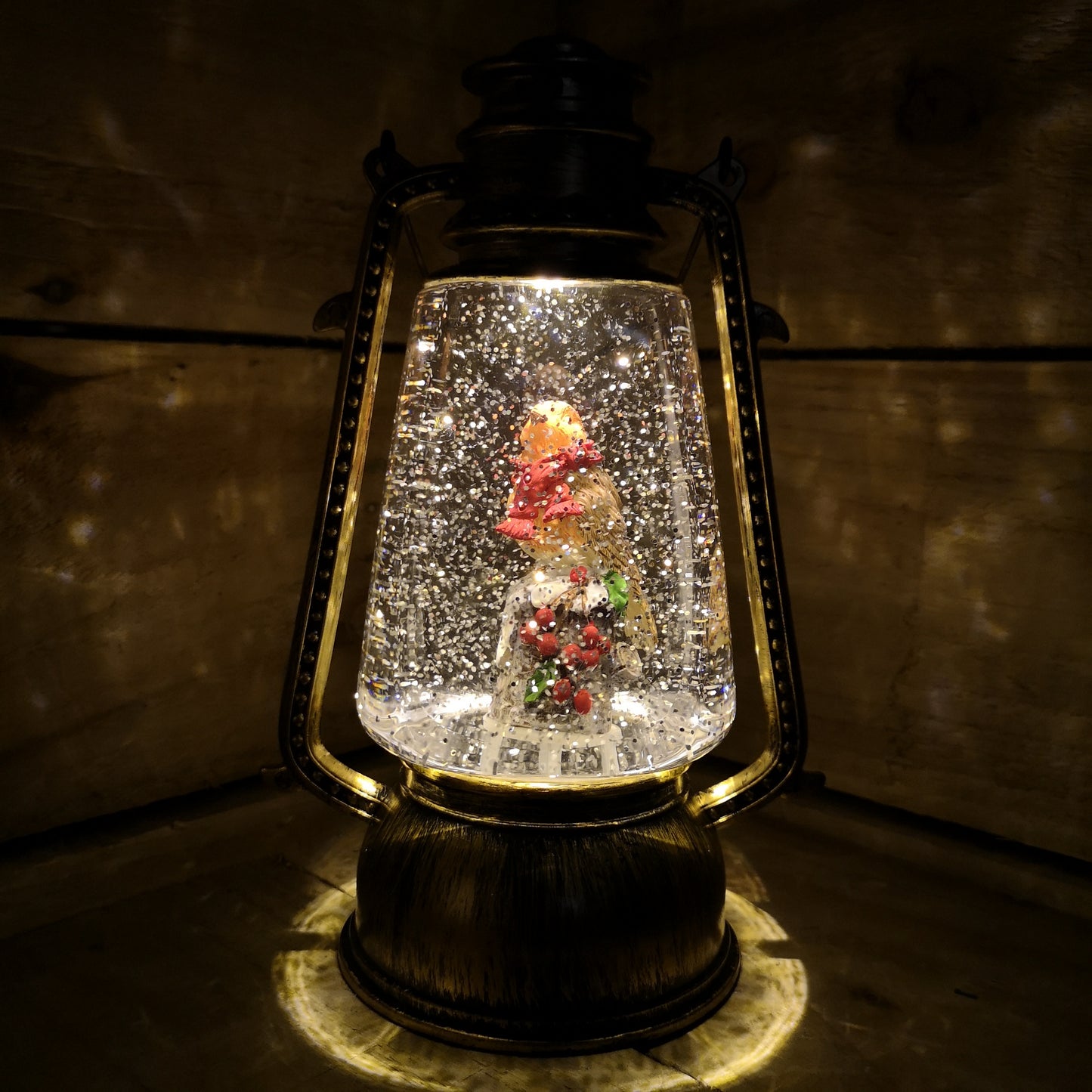 24cm Premier Christmas Water Spinner Antique Effect Hurricane Lantern – Choice of 2 Robin Designs