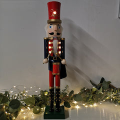 50cm LED Battery Operated Indoor Christmas Wooden Nutcracker Decoration in Blue Jacket