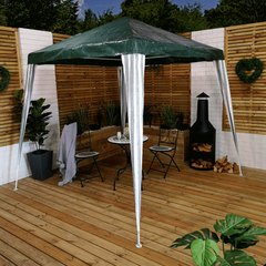 2.4m x 2.4m (8ft x 8ft) Outdoor Gazebo Party Tent Easy Construction in Green & White