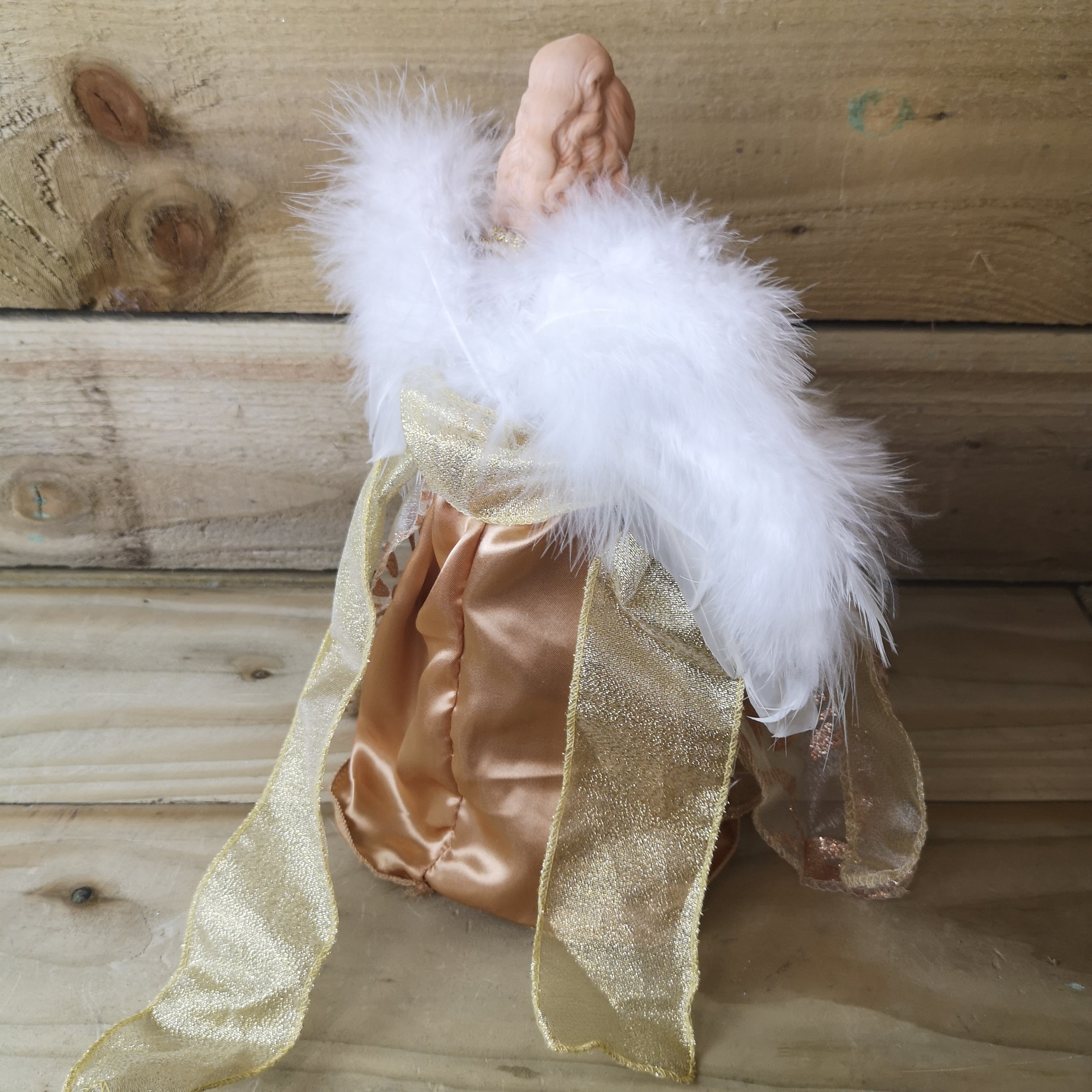 30cm Premier Christmas Tree Topper Angel Decoration in Gold with Feather Wings
