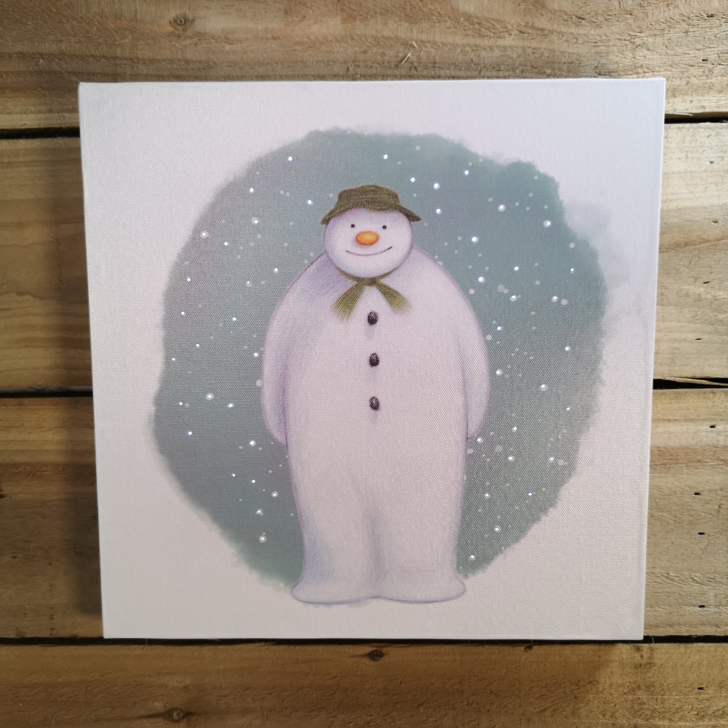 Snowtime 30x30cm Christmas The Snowman LED Wall Canvas Picture