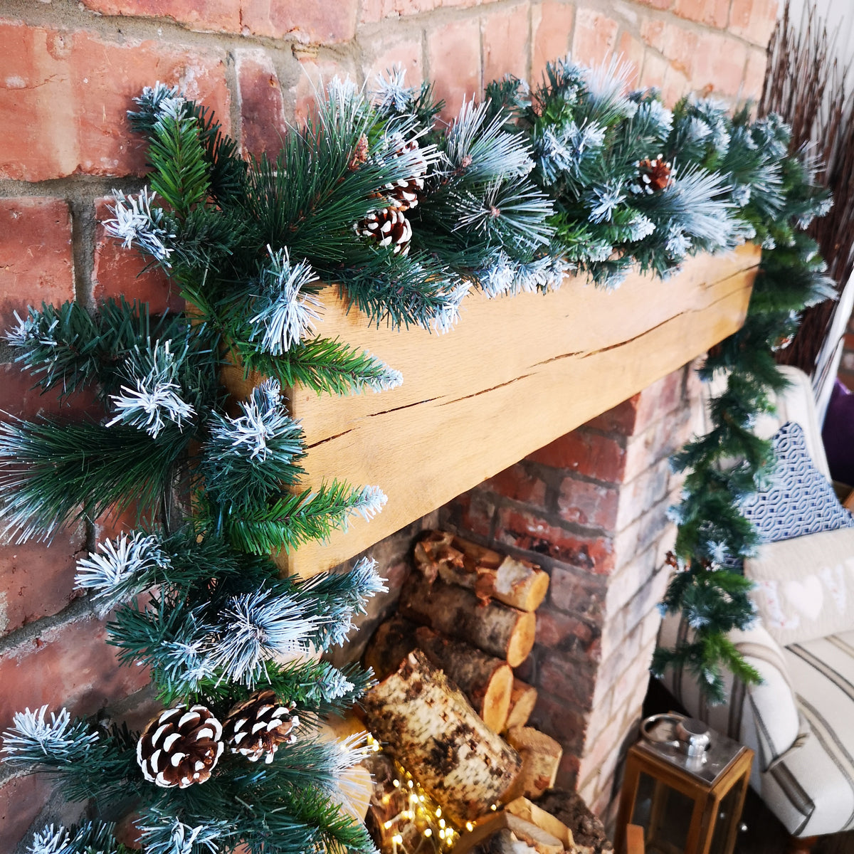 270cm x 25cm Frosted Glacier Christmas Garland with Pine Cones