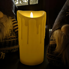 18x9cm Battery Cream Realistic Flickering Flame LED Candle with Melted Effect 