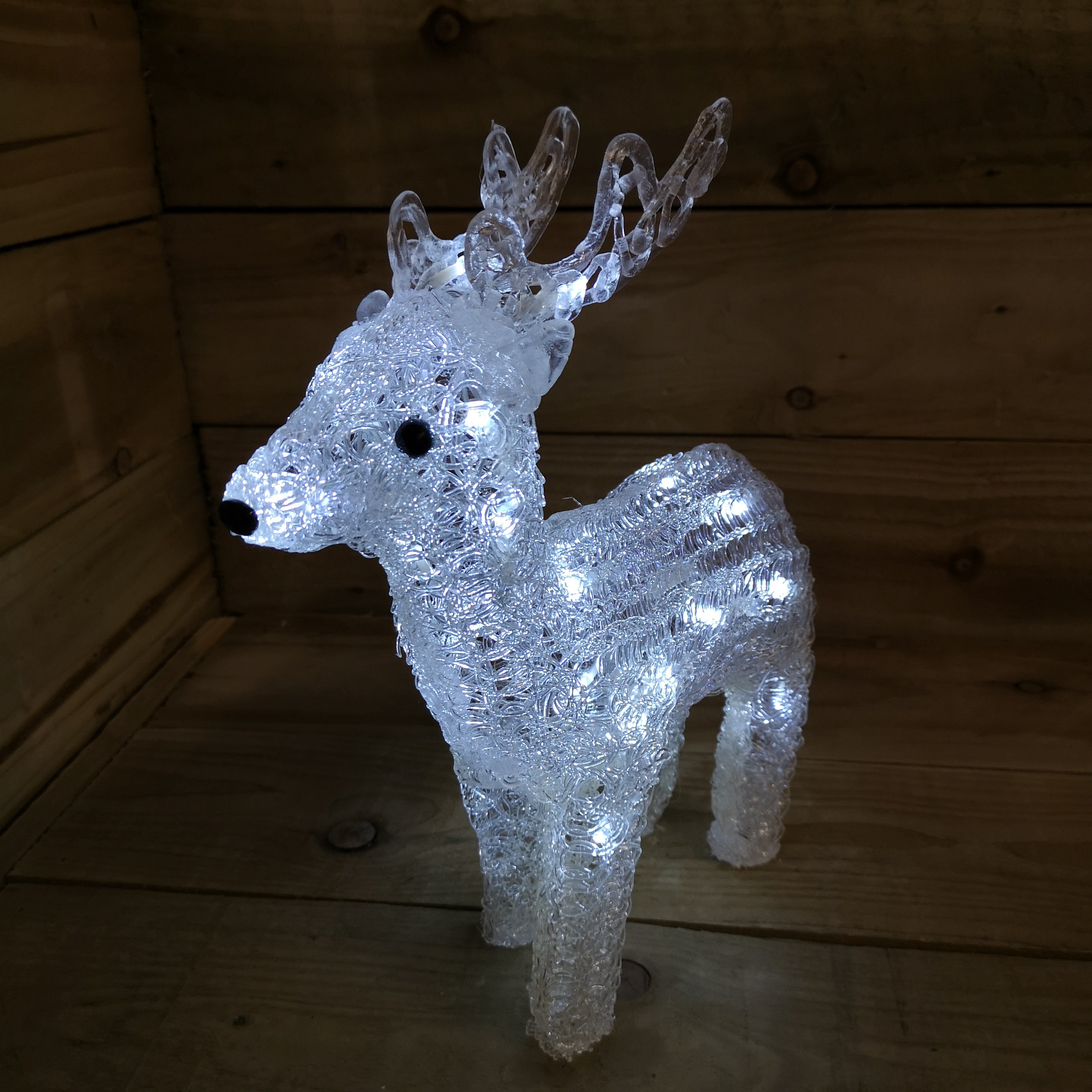 38cm LED Indoor Outdoor Acrylic Baby Reindeer Christmas Decoration  in Cool White