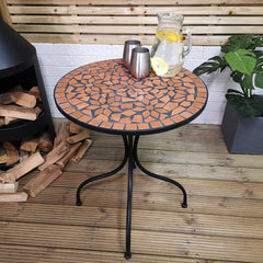 60cm Outdoor Metal Bistro Table Mosaic Design for Garden Patio Balcony