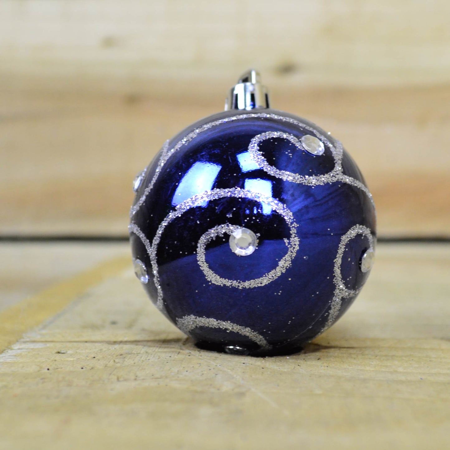 9 Pack Premier 60mm Deluxe Glitter Christmas Tree Baubles - Midnight Blue