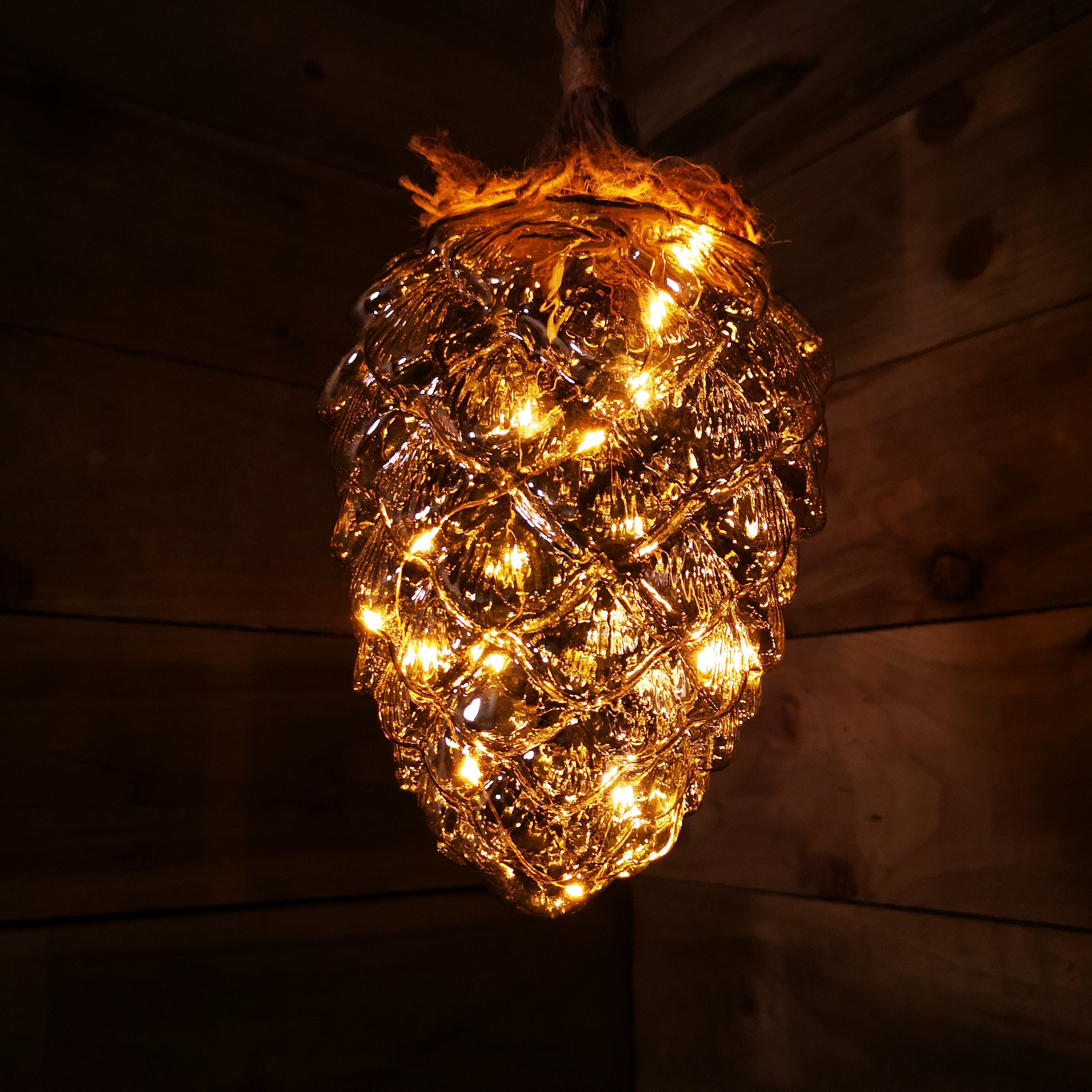 15cm Large Silver LED Hanging Pine Cone Christmas Decoration Display Ornament