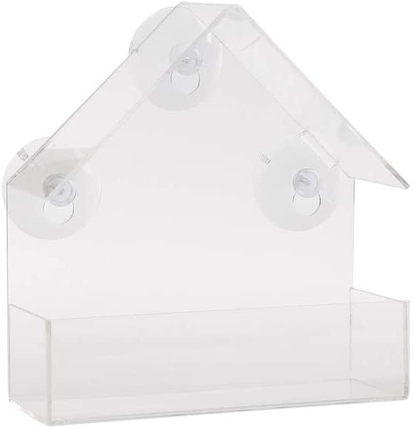 15cm Clear Plastic Glass Window Garden Wild Bird Seed Nut Feeder with Suction Cups