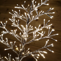 108cm Warm White 230 LED Silver Christmas Tree Metal Frame Light Up Silhouette