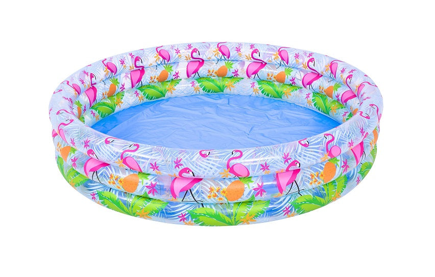 120 x 25cm Friendly Fun Flamingo Inflatable Three Ring Paddling Water Pool