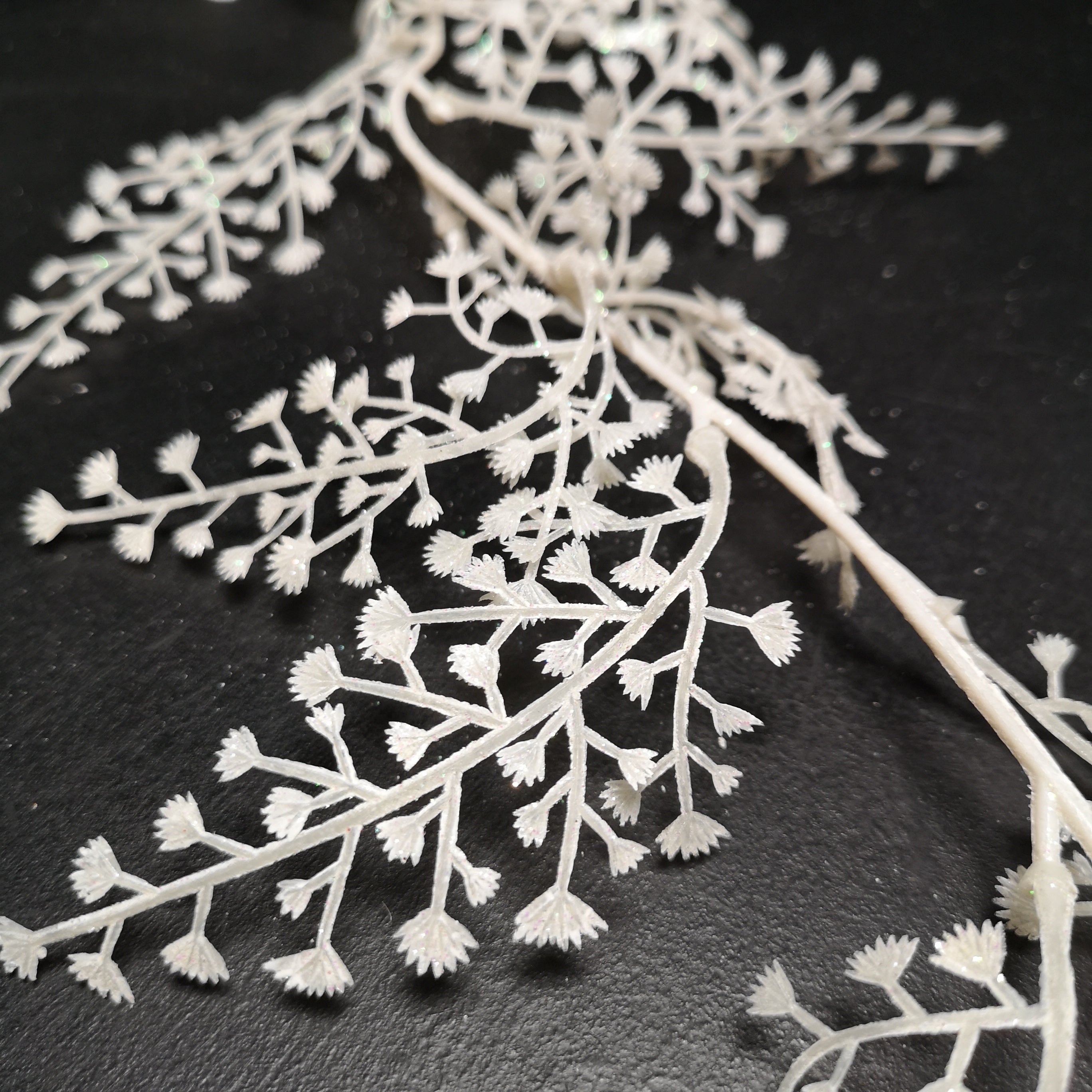 1.8m White Maidenhair Fern Glitter Garland Christmas Decoration