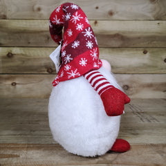 55cm Bearded Sitting Christmas Gonk with Star Tipped Snowflake Hat in Red & White