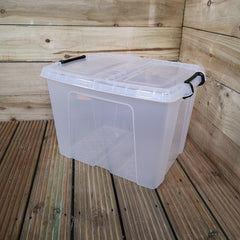 4 x 40L Smart Storage Box, Clear with Clear Extra Strong Lid, Stackable and Nestable Design Storage Solution