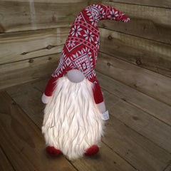 63cm Tall Christmas Light Up Gnome Gonk Nordic Decoration White Body Red Hat Sitting