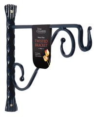 Tom Chambers Heavy Duty Handcrafted Metal 35cm Black Twisted Wall Bracket Hook For Garden Patio Hanging Basket Planter Bird Feeder