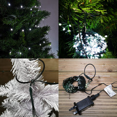 400 LED 16 x 2.4m Premier Multi Function Waterfall Christmas Tree Lights with Timer in Cool White
