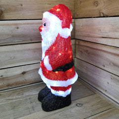 54.5cm Tall Acrylic Waving Santa Outdoor/Indoor With 70 Ice White LEDs Christmas Scene Decoration