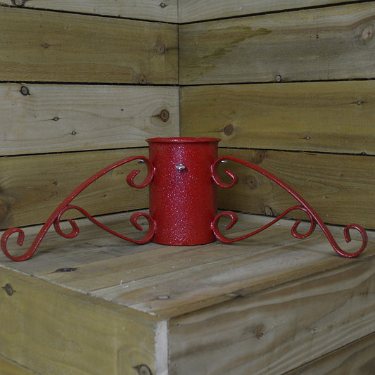 64cm (25") 3 / Three Legged Metal Red Glitter Christmas Tree Stand / Holder