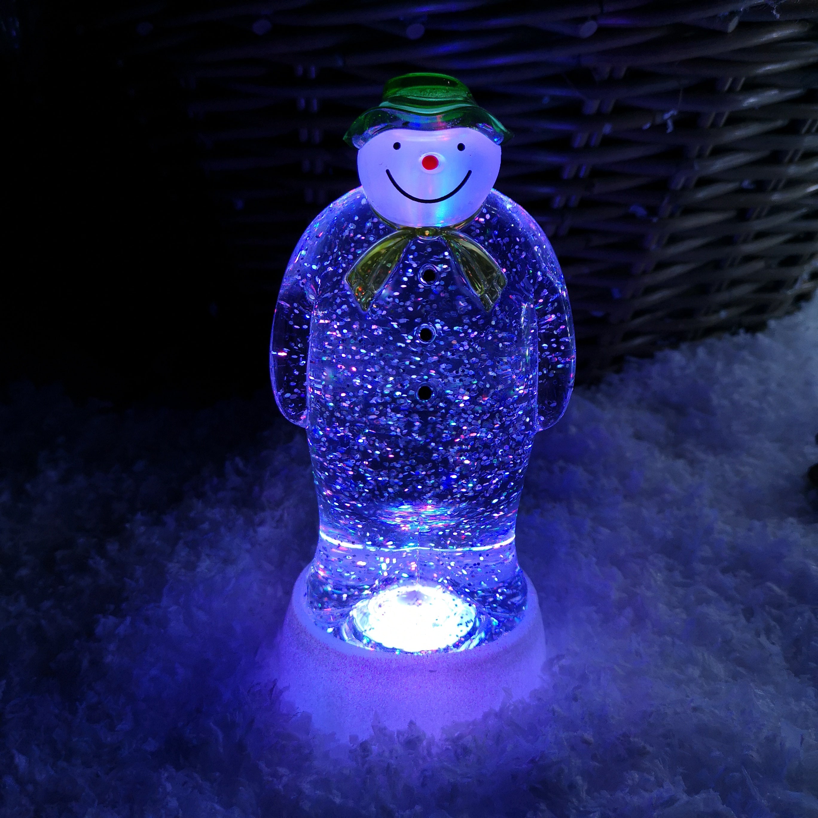 23cm Snowtime Dual Power Colour Changing LED Christmas Glitter Water Spinner The Snowman & The Snow dog™ 