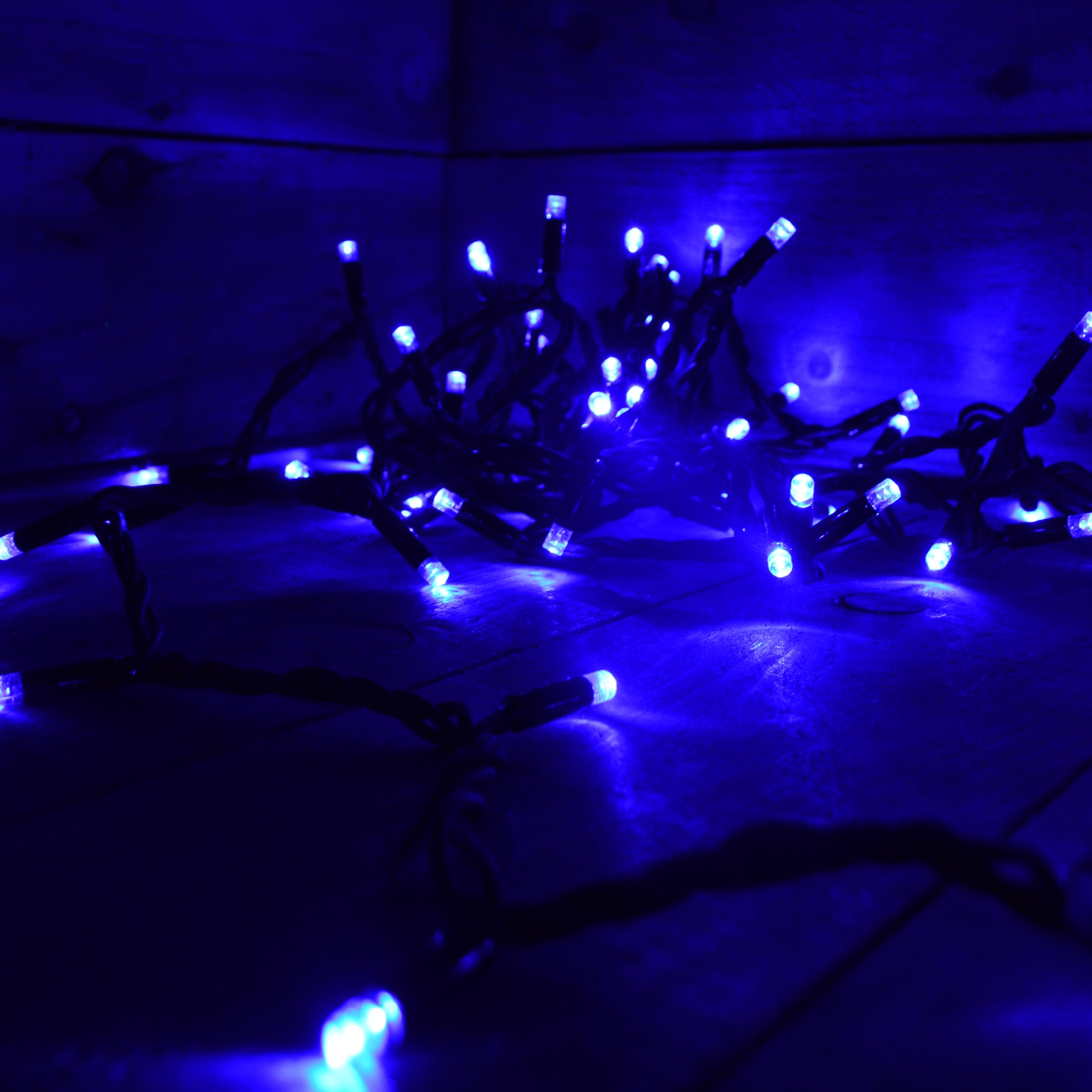 300 Electric Blue LED Super-Long 29.9m Connectable Lights on a Black Cable