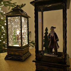 27cm Dual Power LED Water Spinner Lantern Christmas Decoration with Santa Scene
